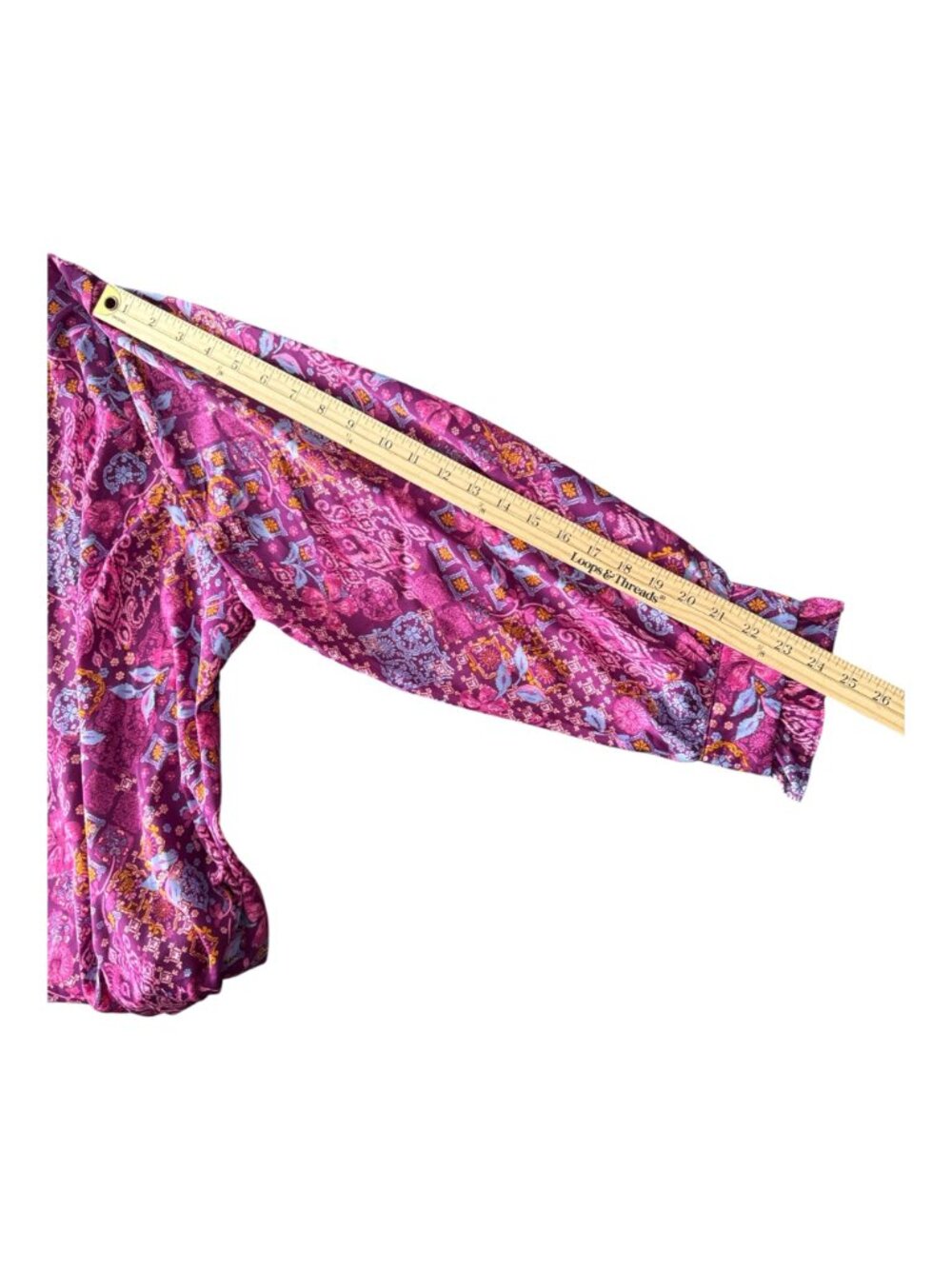 Emily Daniels Floral Boho Button-Front Blouse Ruffle Neck Long Sleeves Size 3X - Picture 10 of 11